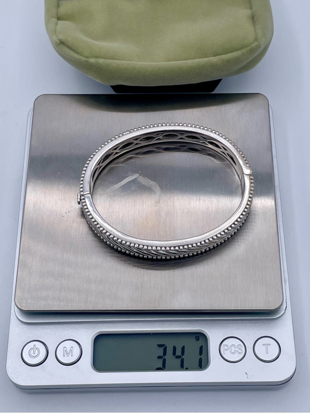 Judith Ripka Sterling Silver 925 Hinged Bangle Twisted Cable Oval Bracelet 34.1g - Picture 10 of 12